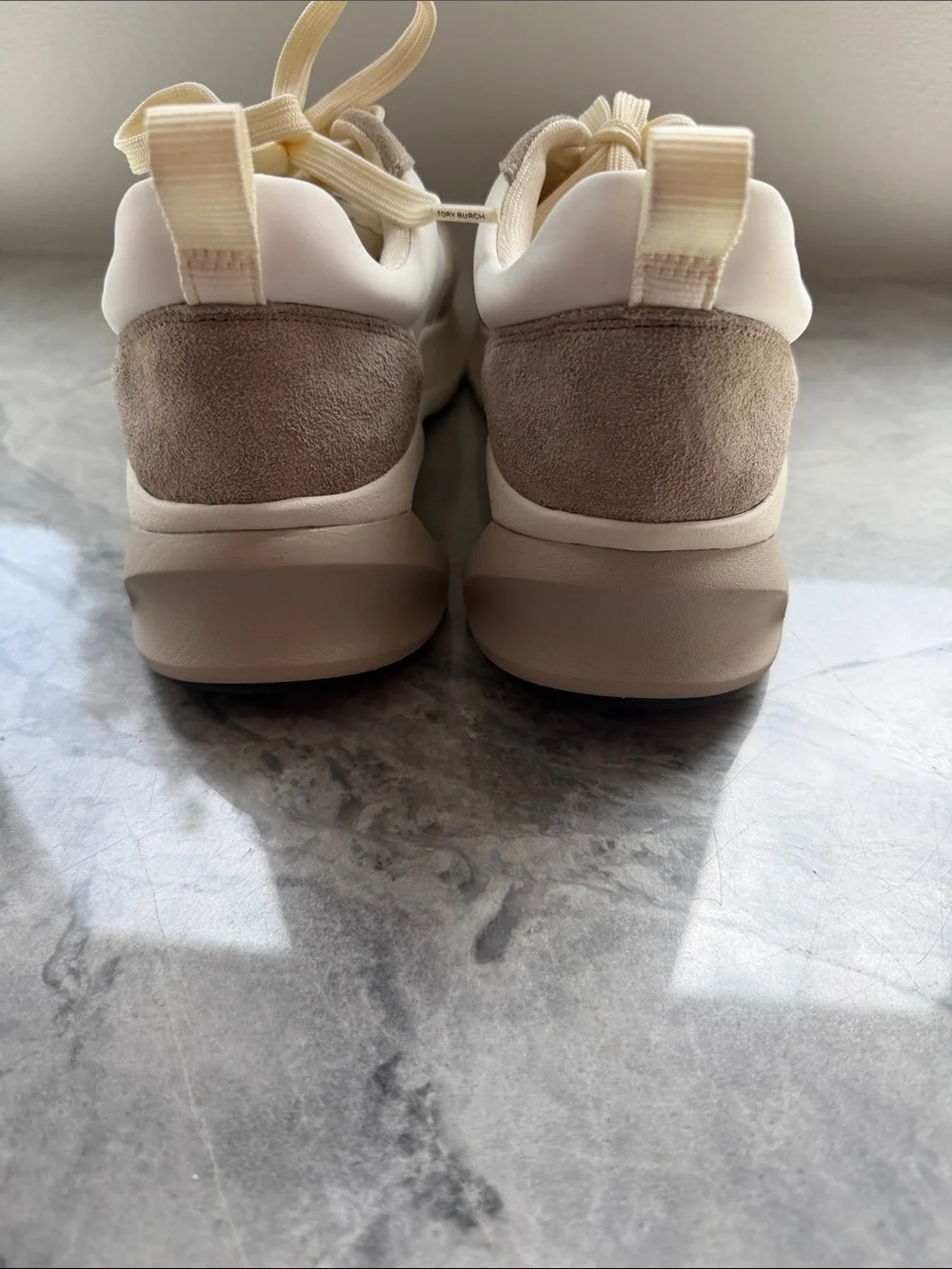✨never worn!✨Tory Burch Cream and Beige Chunky Leather & Suede Sneakers